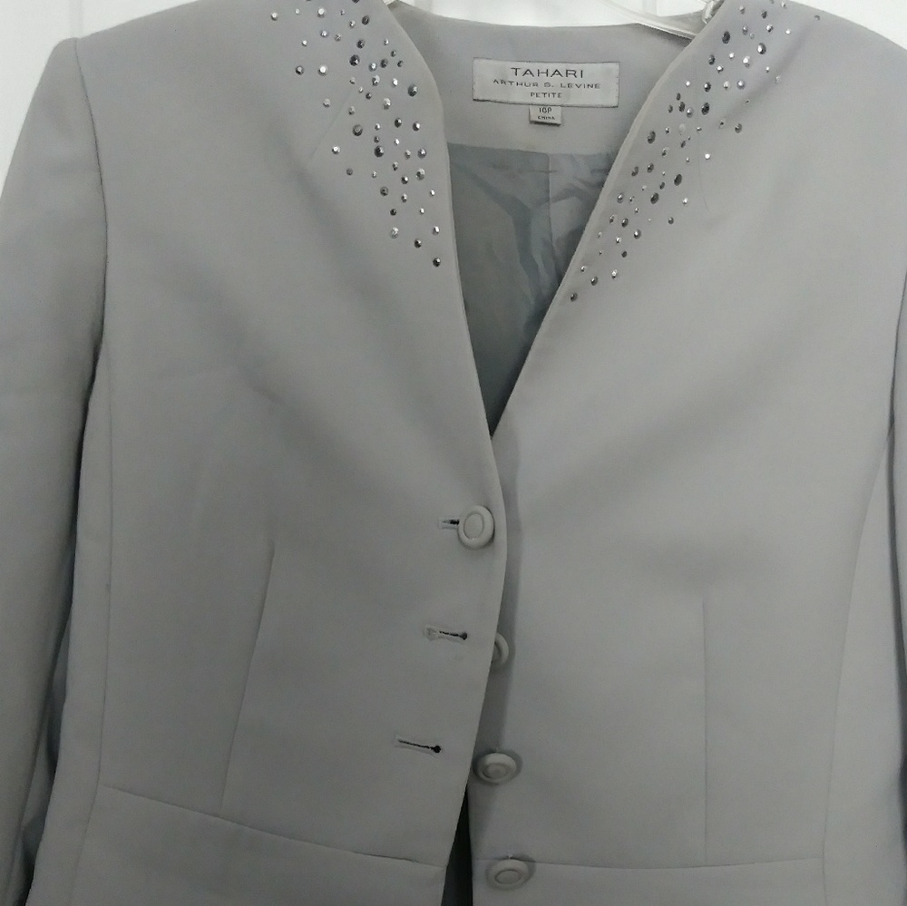 Grey Tahari Skirt Suit